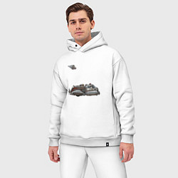 Мужской костюм оверсайз Ретрофутуризм летающая пожарная машина, цвет: белый — фото 2