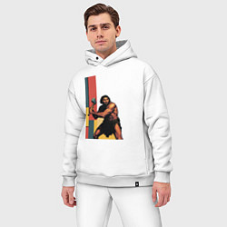 Мужской костюм оверсайз Поп-арт неандерталец, цвет: белый — фото 2