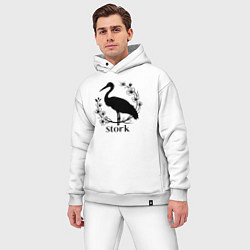 Мужской костюм оверсайз Аист среди цветов, цвет: белый — фото 2