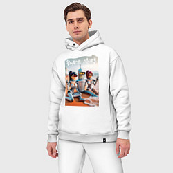 Мужской костюм оверсайз Бендер с двумя подругами на летнем пляже, цвет: белый — фото 2