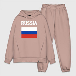 Мужской костюм оверсайз Russia flag, цвет: пыльно-розовый