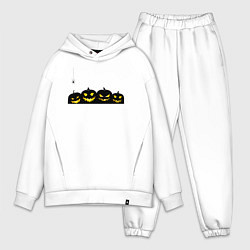 Мужской костюм оверсайз Хэллоуин и счастливые злые тыквы, цвет: белый