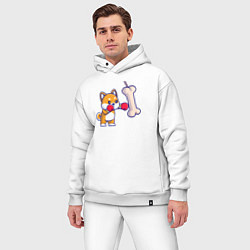 Мужской костюм оверсайз Пёсик боксёр, цвет: белый — фото 2