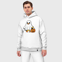 Мужской костюм оверсайз Утенок в костюме приведения - Хэллоуин, цвет: белый — фото 2