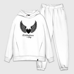 Мужской костюм оверсайз Крылья любви: День святого Валентина, цвет: белый