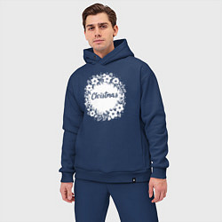 Мужской костюм оверсайз Рождественский зимний венок, цвет: тёмно-синий — фото 2