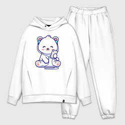Мужской костюм оверсайз Music white bear, цвет: белый