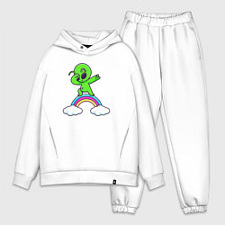 Мужской костюм оверсайз Пришелец на радуге, цвет: белый