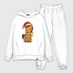 Мужской костюм оверсайз Лошадка в гирлянде, цвет: белый