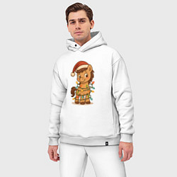 Мужской костюм оверсайз Лошадка в гирлянде, цвет: белый — фото 2