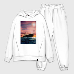 Мужской костюм оверсайз Титаник в океане, цвет: белый