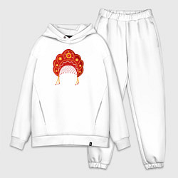 Мужской костюм оверсайз Старинный русский головной убор кокошник, цвет: белый