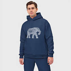 Мужской костюм оверсайз Расписной слон, цвет: тёмно-синий — фото 2