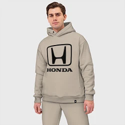 Мужской костюм оверсайз Honda logo, цвет: миндальный — фото 2