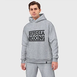 Мужской костюм оверсайз Russia boxing, цвет: меланж — фото 2