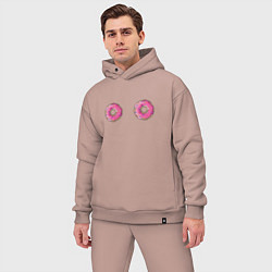 Мужской костюм оверсайз Пончики, цвет: пыльно-розовый — фото 2
