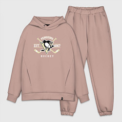 Мужской костюм оверсайз Pittsburgh Penguins: Est.1967, цвет: пыльно-розовый