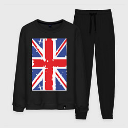 Костюм хлопковый мужской Британский флаг, цвет: черный