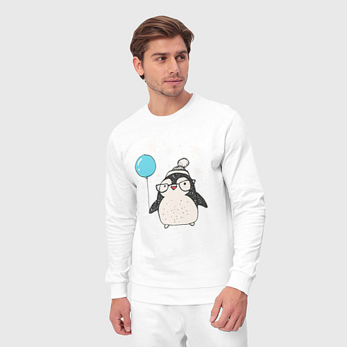 Мужской костюм Пингвин с шариком / Белый – фото 3