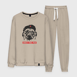 Костюм хлопковый мужской Obey the pug, цвет: миндальный