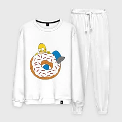 Костюм хлопковый мужской Гомер на пончике, цвет: белый