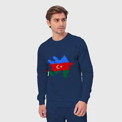 Костюм хлопковый мужской Azerbaijan map, цвет: тёмно-синий — фото 2
