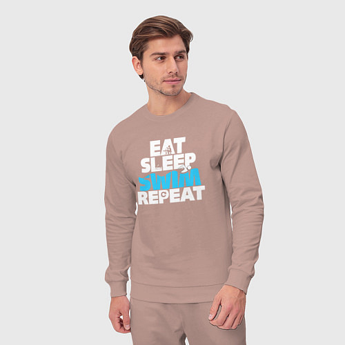 Мужской костюм Eat sleep swim repeat / Пыльно-розовый – фото 3