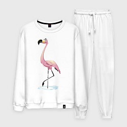 Костюм хлопковый мужской Гордый фламинго, цвет: белый