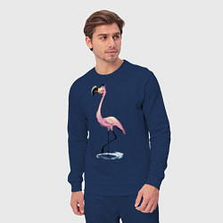 Костюм хлопковый мужской Гордый фламинго, цвет: тёмно-синий — фото 2
