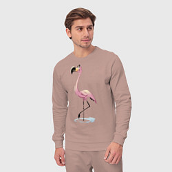 Костюм хлопковый мужской Гордый фламинго, цвет: пыльно-розовый — фото 2