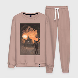 Костюм хлопковый мужской Лиланд Палмер - огонь иди со мной, цвет: пыльно-розовый