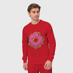 Костюм хлопковый мужской Сладкий пончик, цвет: красный — фото 2