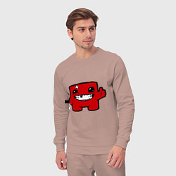 Костюм хлопковый мужской Super Meat Boy, цвет: пыльно-розовый — фото 2