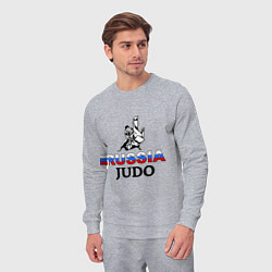 Костюм хлопковый мужской Russia judo, цвет: меланж — фото 2