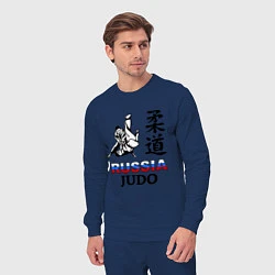 Костюм хлопковый мужской Russia Judo, цвет: тёмно-синий — фото 2