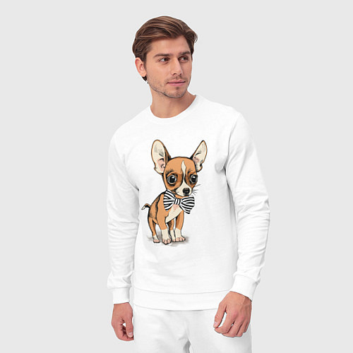 Мужской костюм Чихуахуа с бабочкой / Белый – фото 3