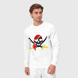 Костюм хлопковый мужской Пиратская футболка, цвет: белый — фото 2