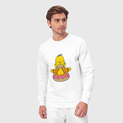 Костюм хлопковый мужской Гомер на пончике, цвет: белый — фото 2