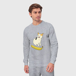 Костюм хлопковый мужской Cat no banana meme, цвет: меланж — фото 2
