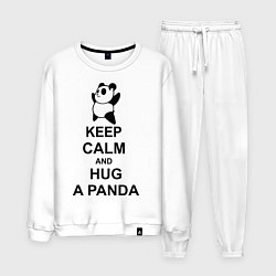 Костюм хлопковый мужской Keep Calm & Hug A Panda, цвет: белый