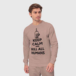 Костюм хлопковый мужской Keep Calm & Kill All Humans, цвет: пыльно-розовый — фото 2