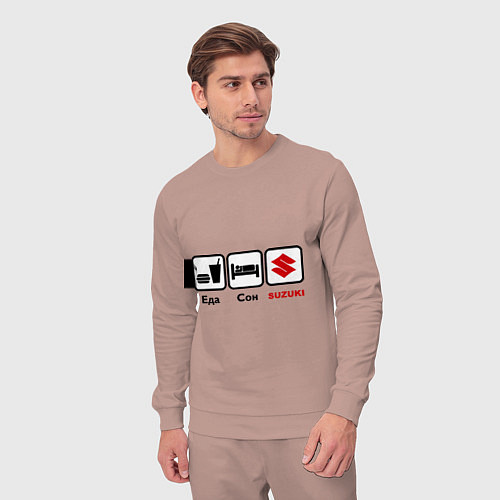 Мужской костюм Главное в жизни – еда, сон , suzuki / Пыльно-розовый – фото 3