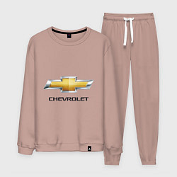 Костюм хлопковый мужской Chevrolet логотип, цвет: пыльно-розовый