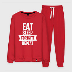 Костюм хлопковый мужской Eat Sleep Fortnite Repeat, цвет: красный