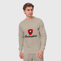 Костюм хлопковый мужской Logo lamborghini, цвет: миндальный — фото 2