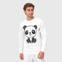 Костюм хлопковый мужской Малыш панда, цвет: белый — фото 2
