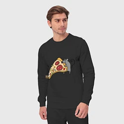 Костюм хлопковый мужской Кусочек пиццы парная, цвет: черный — фото 2
