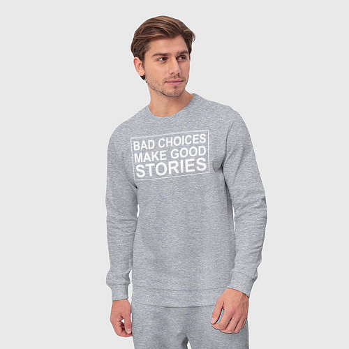 Мужской костюм Bad choices make good stories цитата / Меланж – фото 3