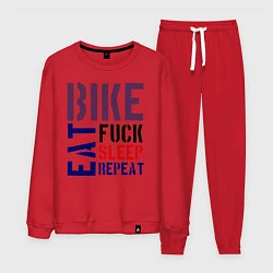 Костюм хлопковый мужской Bike eat sleep repeat, цвет: красный