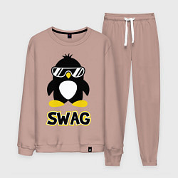 Костюм хлопковый мужской SWAG Penguin, цвет: пыльно-розовый